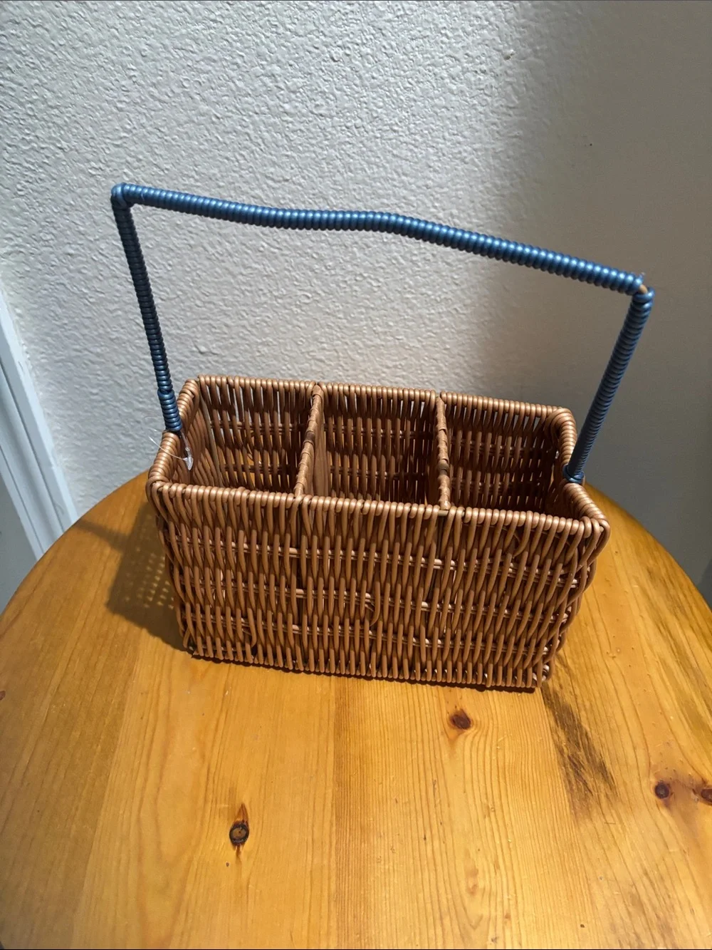 Woven Brown Rattan Utensil Caddy